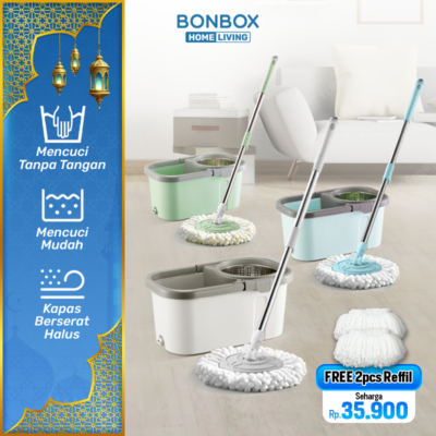 BONBOX Mop 2in1: Pel Hidrolik Praktis dengan Ember Otomatis 360° Ringkas