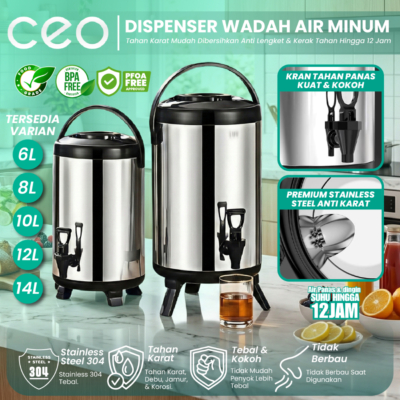 Dispenser Termos Stylish 304 untuk Milk Tea & Minuman Sehari-hari