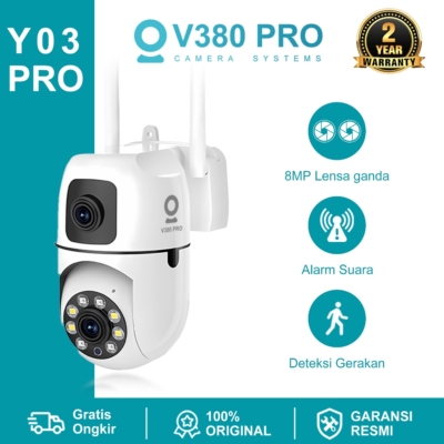 CCTV Pintar V380 Pro Y03pro dengan Lensa Dual dan Pemantauan 360° Premium
