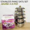Set Panci Stainless Steel 5 Ukuran dengan Steamer