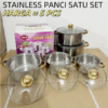 Set Panci Stainless Steel 5 Ukuran dengan Steamer