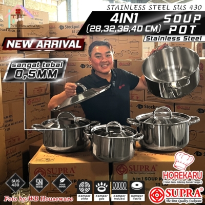Panci Kuah Stainless Steel Supra – Ukuran Besar untuk Katering dan Restoran